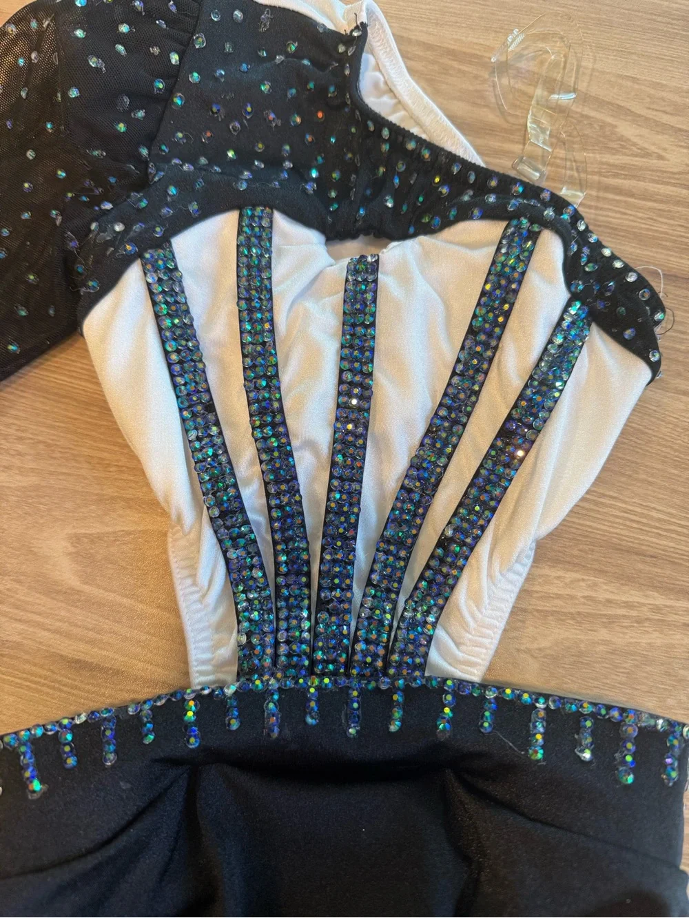 Black & white dance costume with pappus jelly rhinestone detail - SC child small